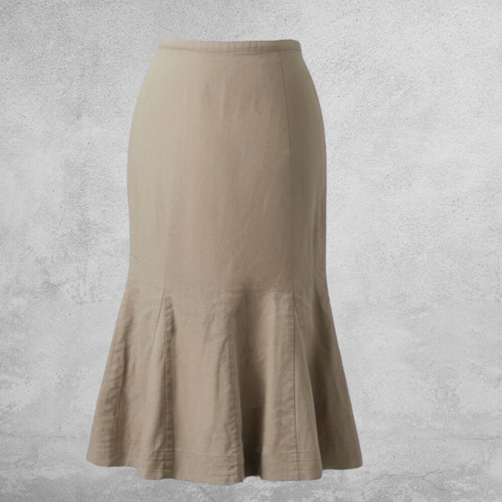 VTG Christopher & Banks Skirt Women's 6 Tan Linen Blend Lagenlook Midi Maxi 90s - Picture 5 of 11